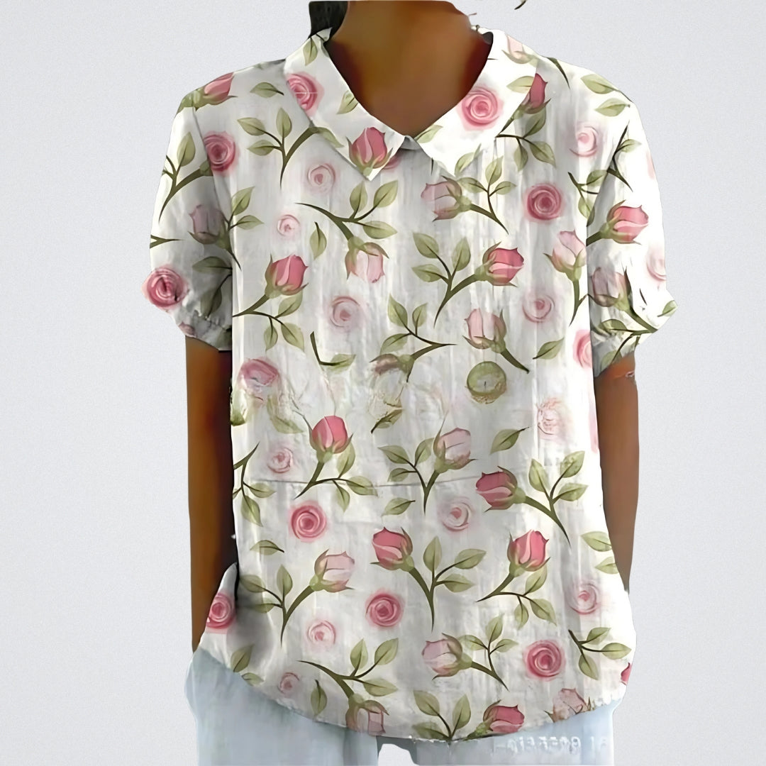 Lina | Floral Linen Blouse