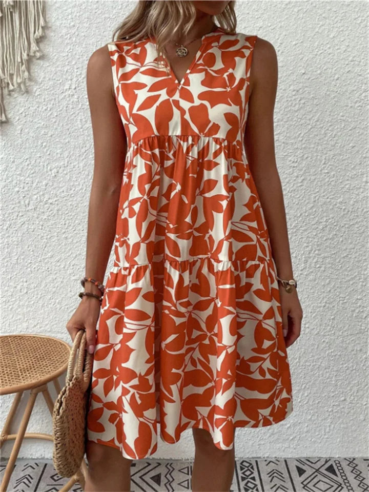 Allegra – Summer Dress with Leaf Print