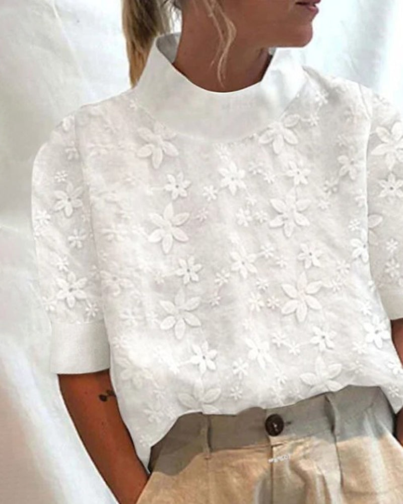 Sabine | Embroidered Stand Collar Blouse