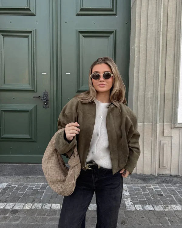 Luna | FAUX SUEDE BOMBER JACKET