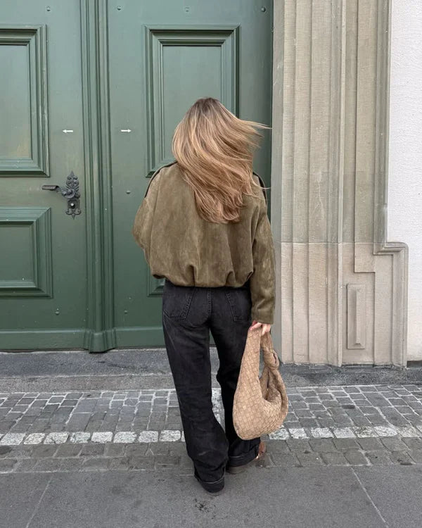 Luna | FAUX SUEDE BOMBER JACKET