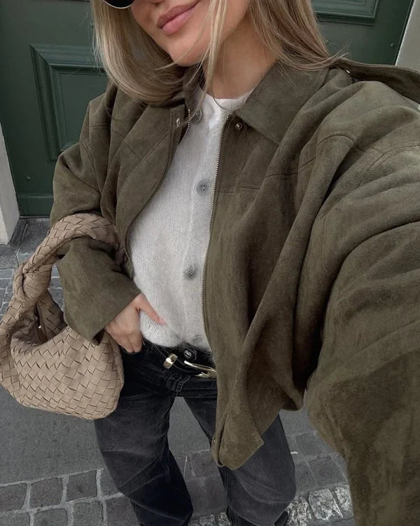 Luna | FAUX SUEDE BOMBER JACKET