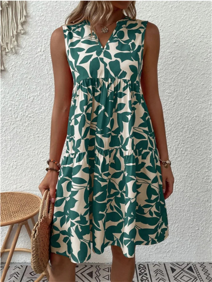 Allegra – Summer Dress with Leaf Print