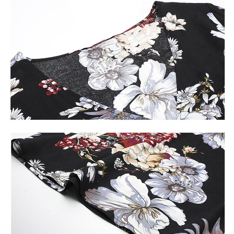 Nima Floral V neck Elastic Waist Dress