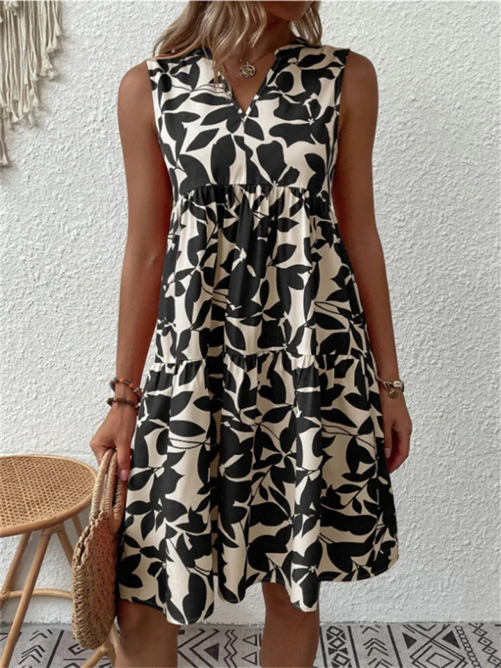 Allegra – Summer Dress with Leaf Print