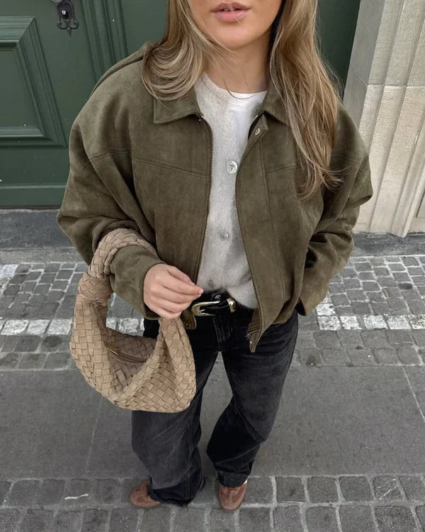 Luna | FAUX SUEDE BOMBER JACKET