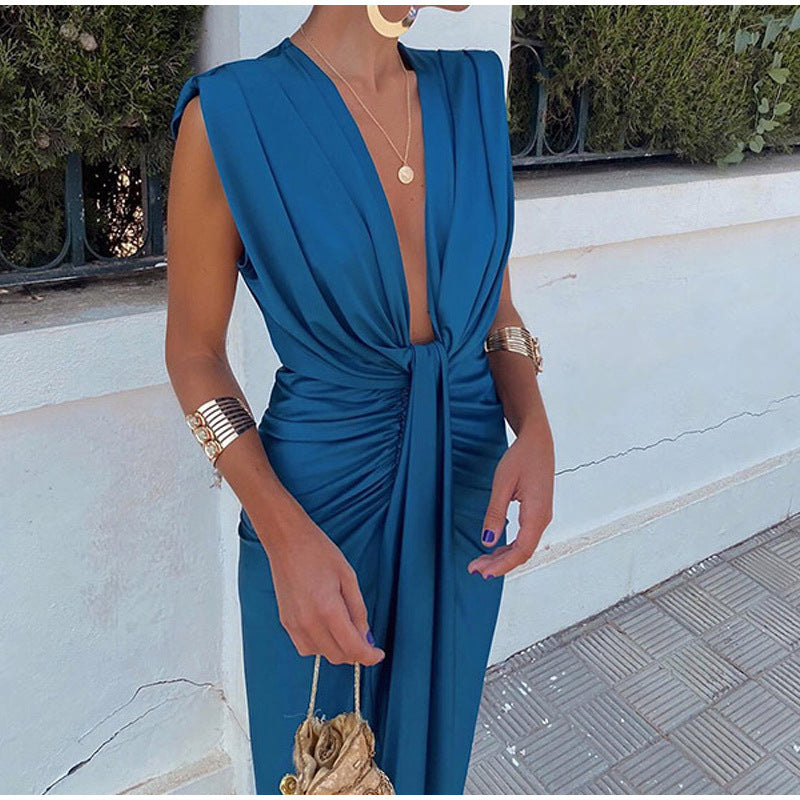 Crocetta™ | Sophisticated Deep V-Neck Dress