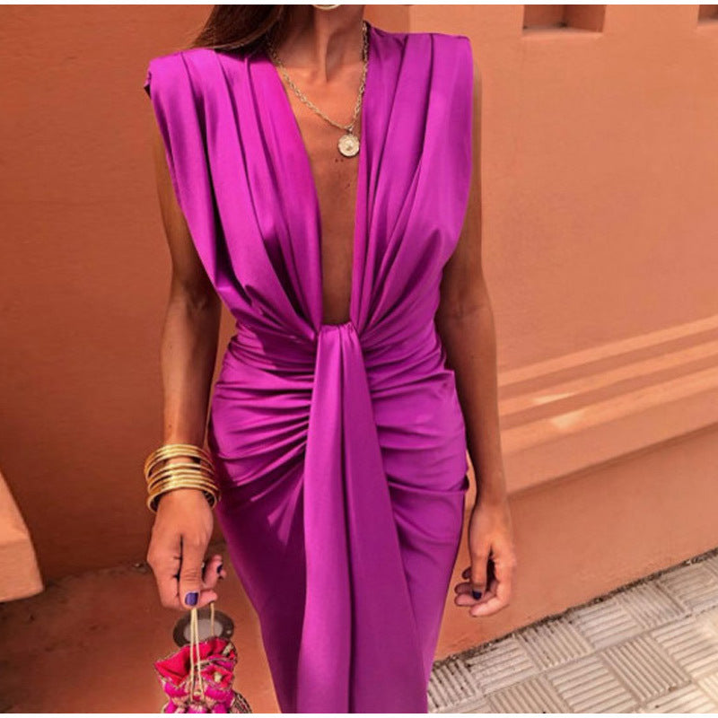 Crocetta™ | Sophisticated Deep V-Neck Dress