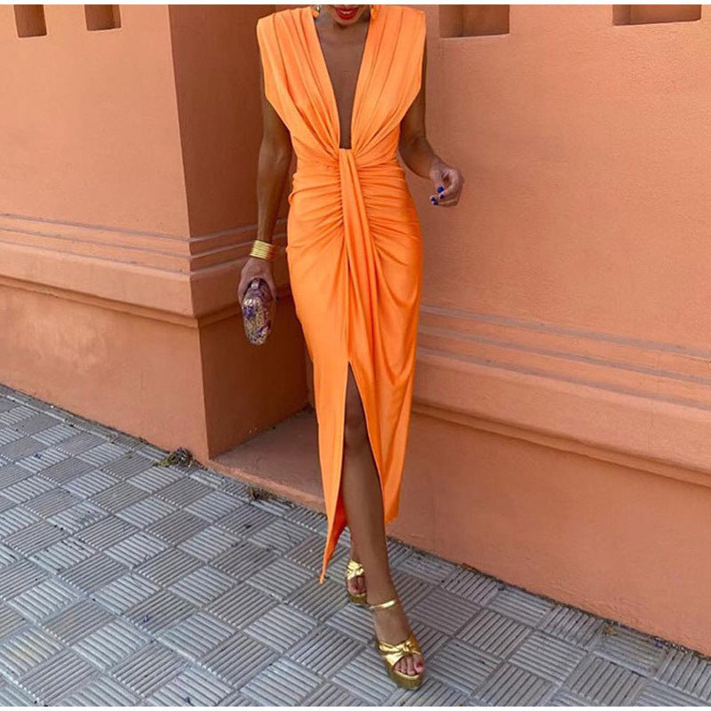 Crocetta™ | Sophisticated Deep V-Neck Dress