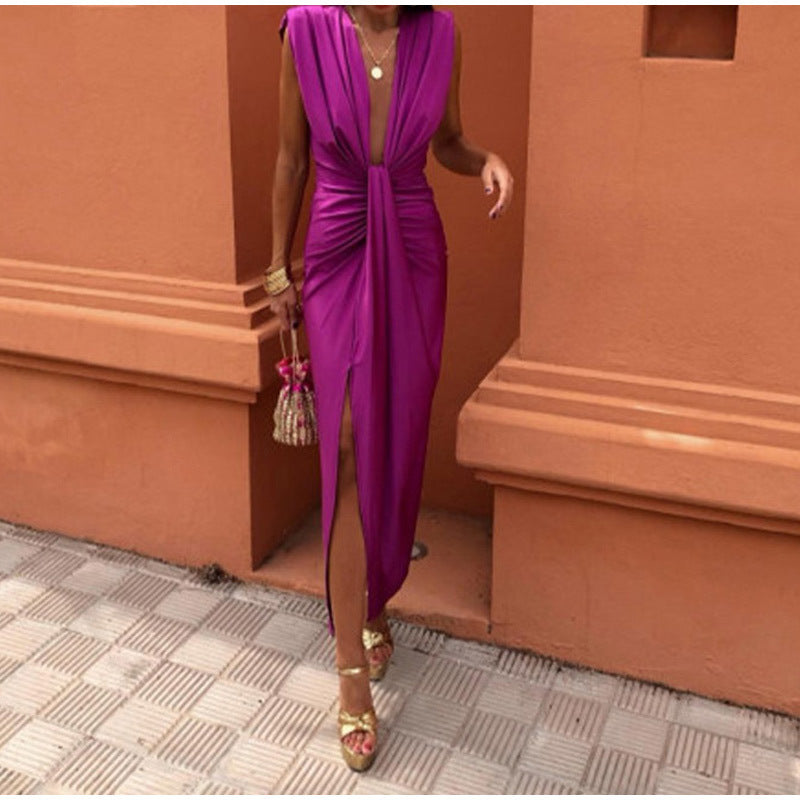 Crocetta™ | Sophisticated Deep V-Neck Dress