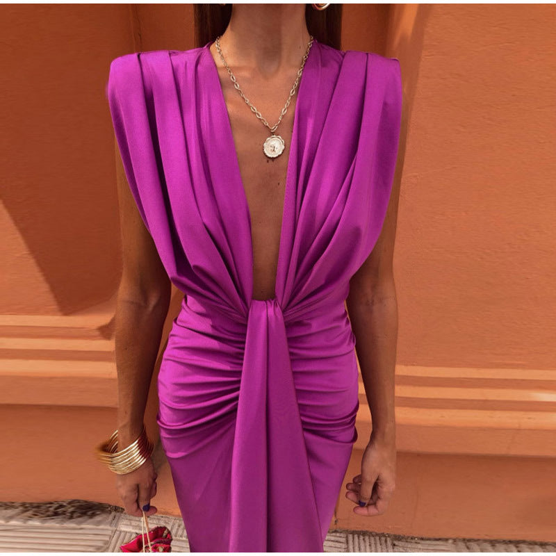 Crocetta™ | Sophisticated Deep V-Neck Dress