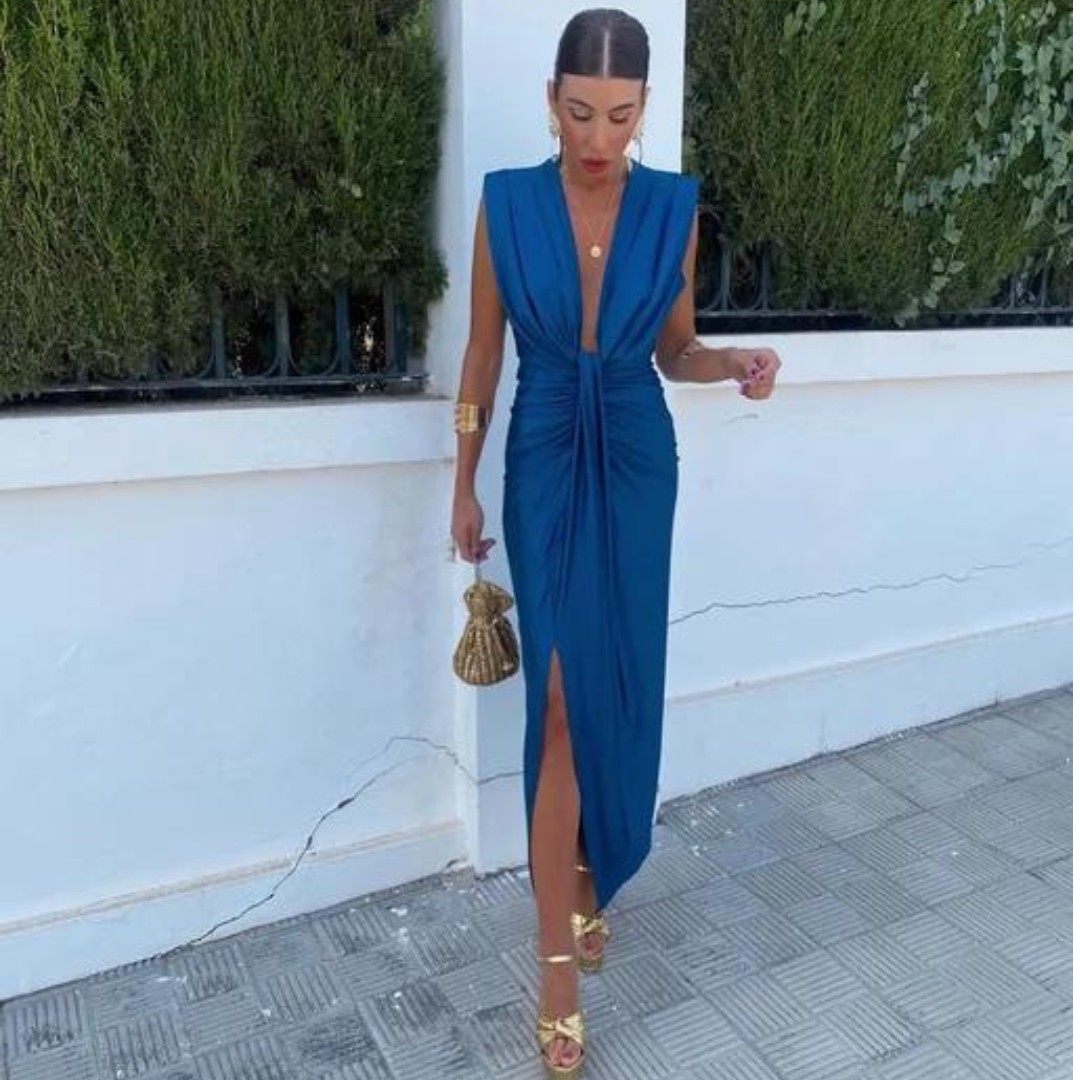 Crocetta™ | Sophisticated Deep V-Neck Dress