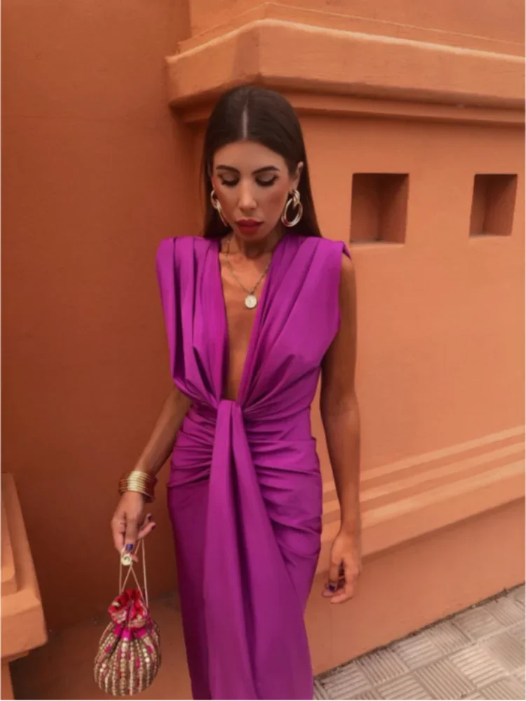 Crocetta™ | Sophisticated Deep V-Neck Dress