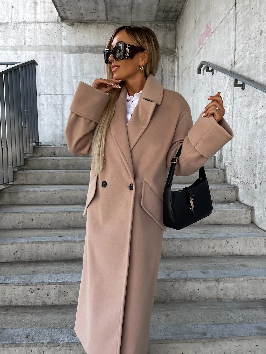 Stay Stylish This Season with the Suit Collar Double Breasted Woolen Coat