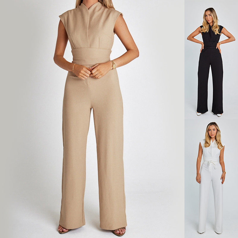 Kate Jumpsuit: Elegant V-Neck Wide-Leg Chic Style