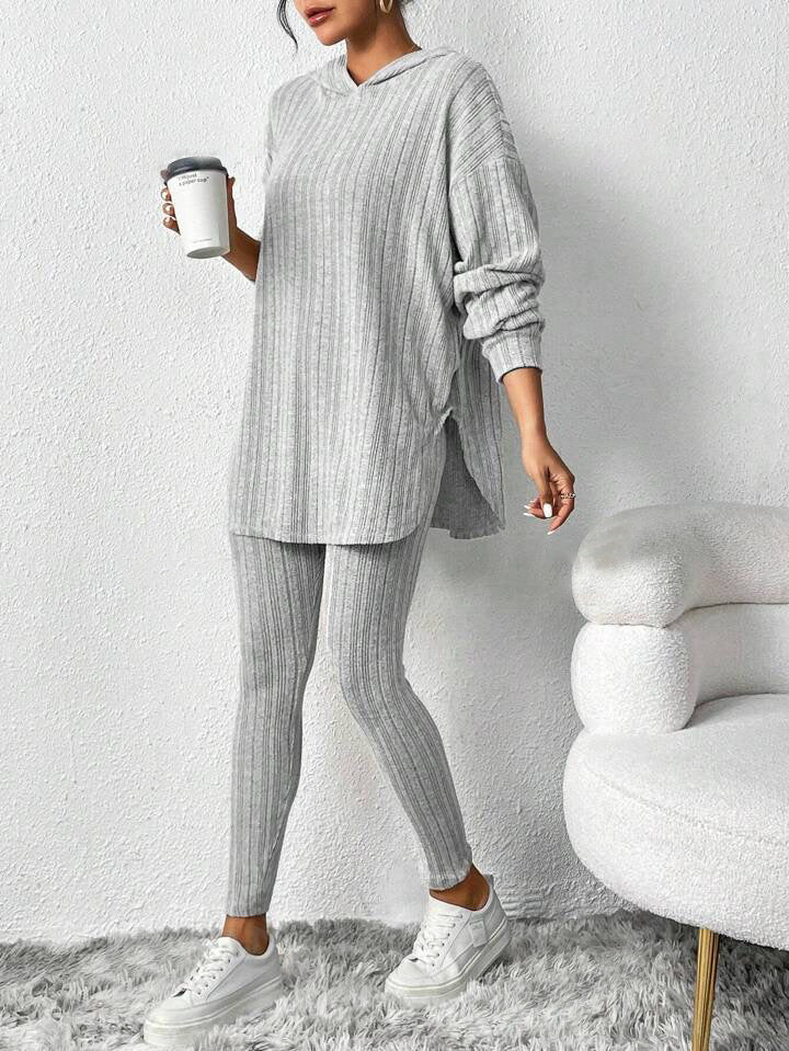 Autumn Striped Loose-Fit Hoodie | Long Sleeve Suit