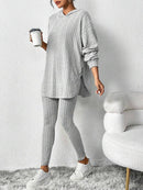 Autumn Striped Loose-Fit Hoodie | Long Sleeve Suit