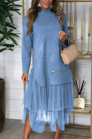 Sonja  Elegant Patchwork Knit Dress
