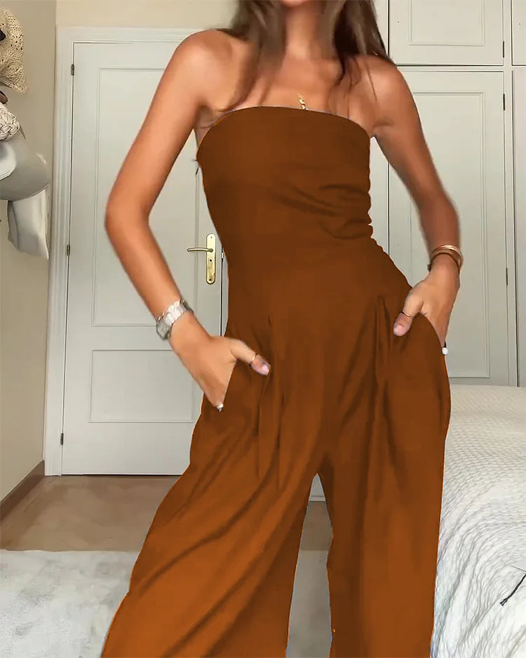 Renata Elegant Strapless Jumpsuit (Khaki is Sold Out!)
