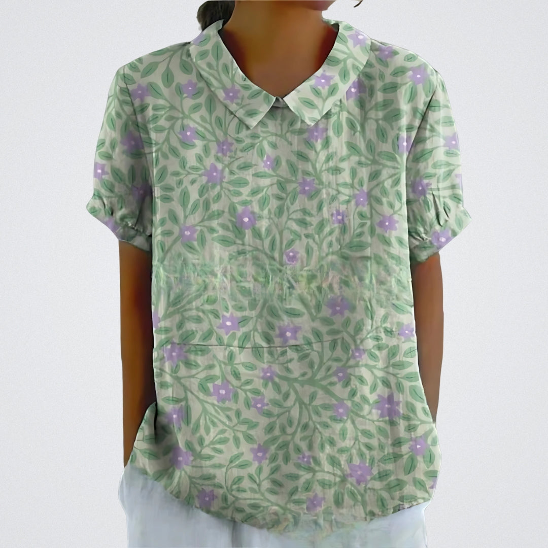 Green with floral print / S