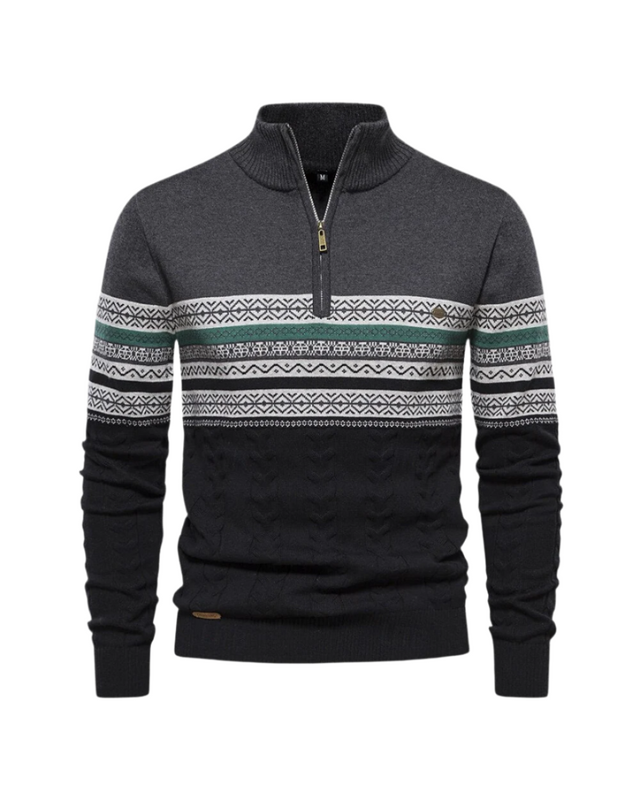 Patterned - Cotton Zip Sweater By Frederico
