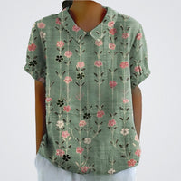 Lina | Floral Linen Blouse