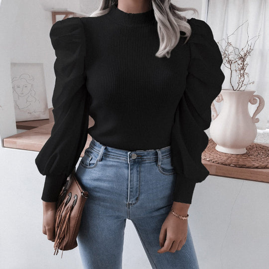 Puff Sleeve Knit Blouse