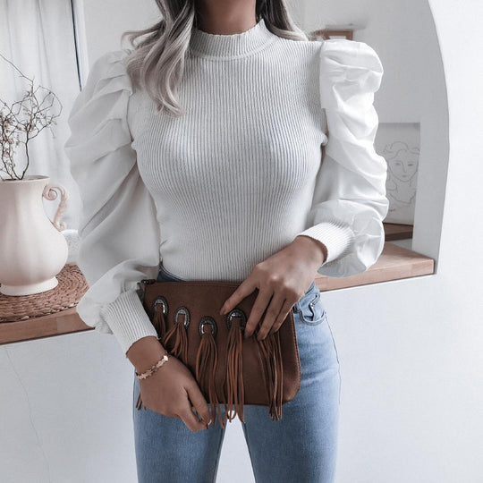 Puff Sleeve Knit Blouse