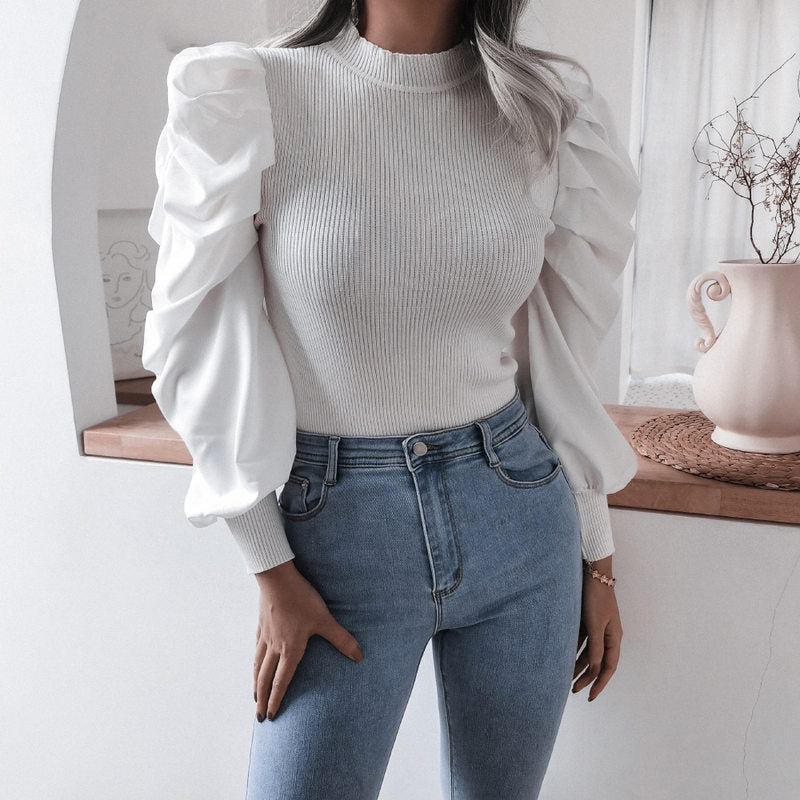 Puff Sleeve Knit Blouse