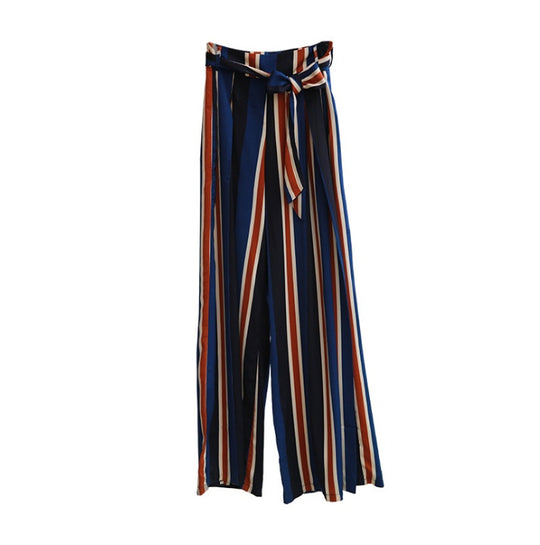 Striped Split Wide-Leg Pants