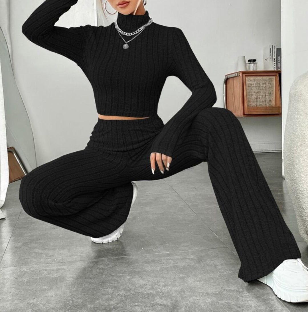 Turtleneck | Wide Leg Trouser Suit