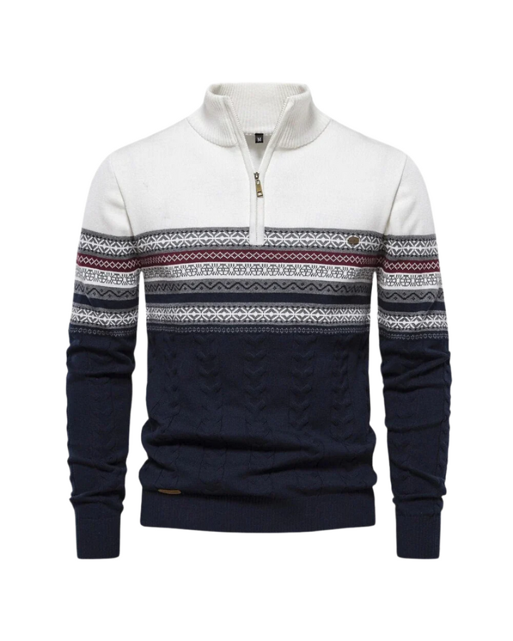 Patterned - Cotton Zip Sweater By Frederico
