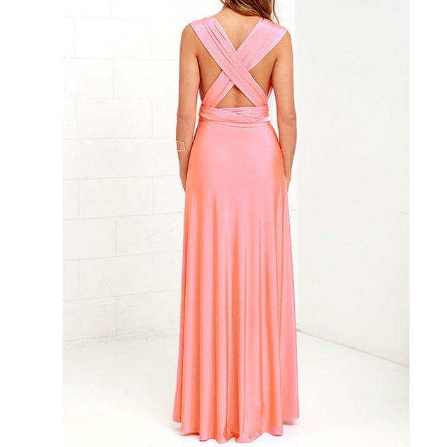 Cross Strap V-neck Long Dress