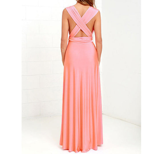 Cross Strap V-neck Long Dress