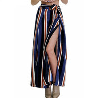 Striped Split Wide-Leg Pants
