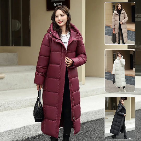 Stay Warm & Stylish with the Women’s Super Long Winter Puffer Coat