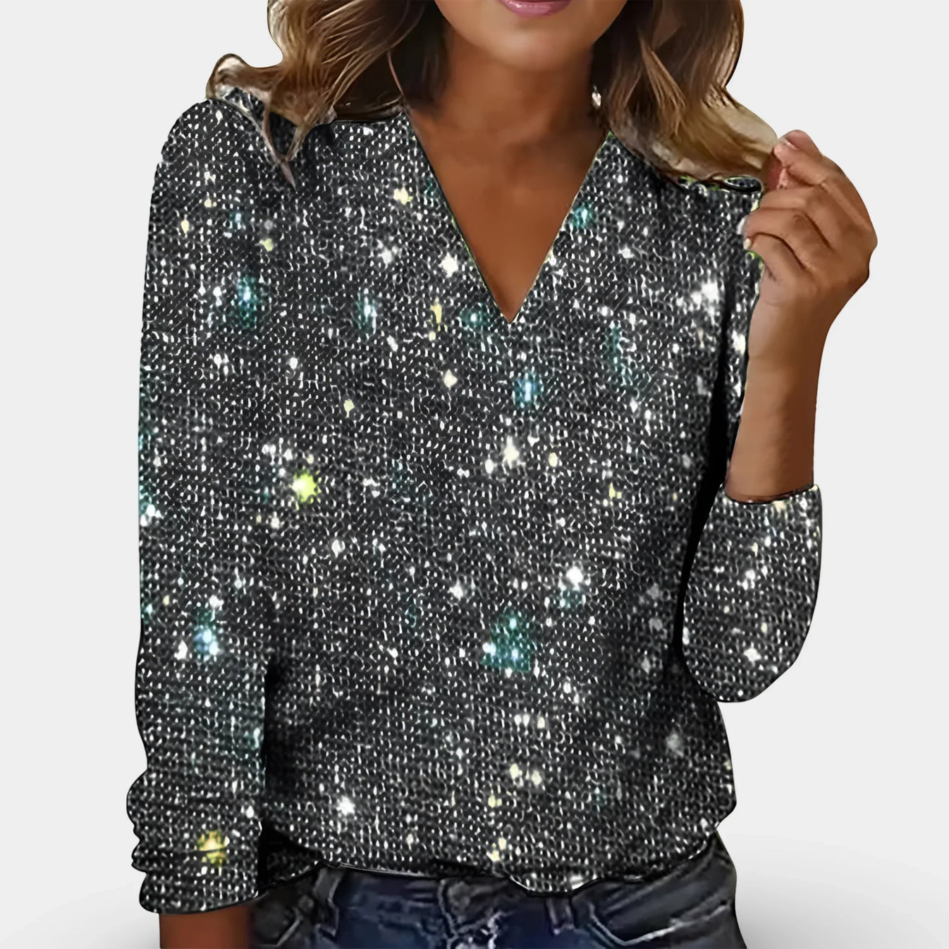 Yvonne  V Neck Diamond Blouse