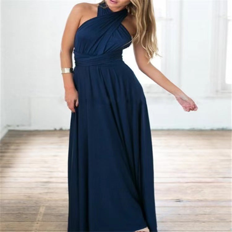 Cross Strap V-neck Long Dress