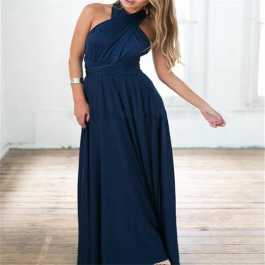 Cross Strap V-neck Long Dress