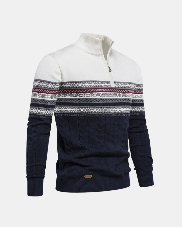 Patterned - Cotton Zip Sweater By Frederico