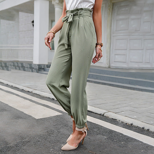 High-waist Pocket Casual Pants