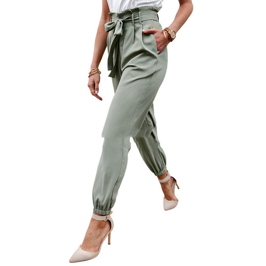 High-waist Pocket Casual Pants