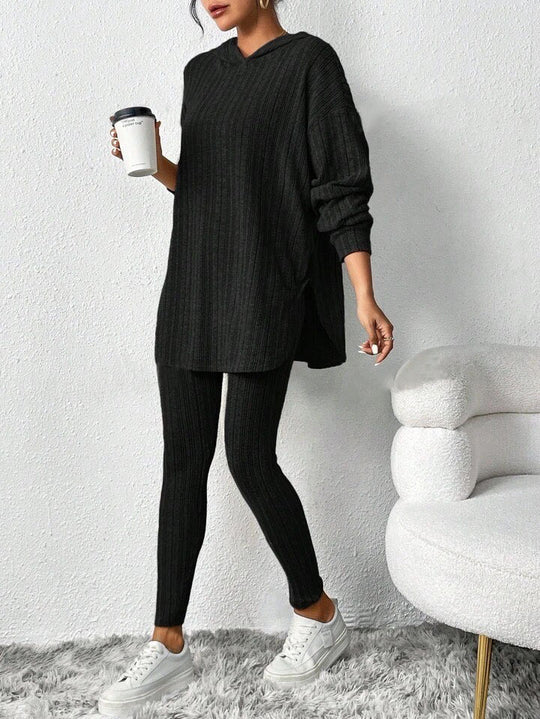 Autumn Striped Loose-Fit Hoodie | Long Sleeve Suit