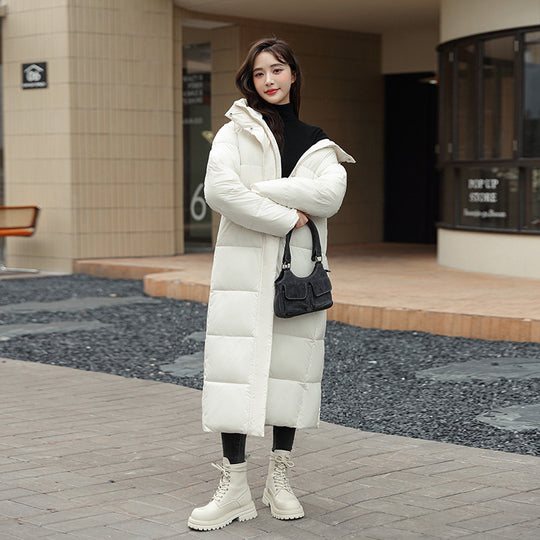 Stay Warm & Stylish with the Women’s Super Long Winter Puffer Coat