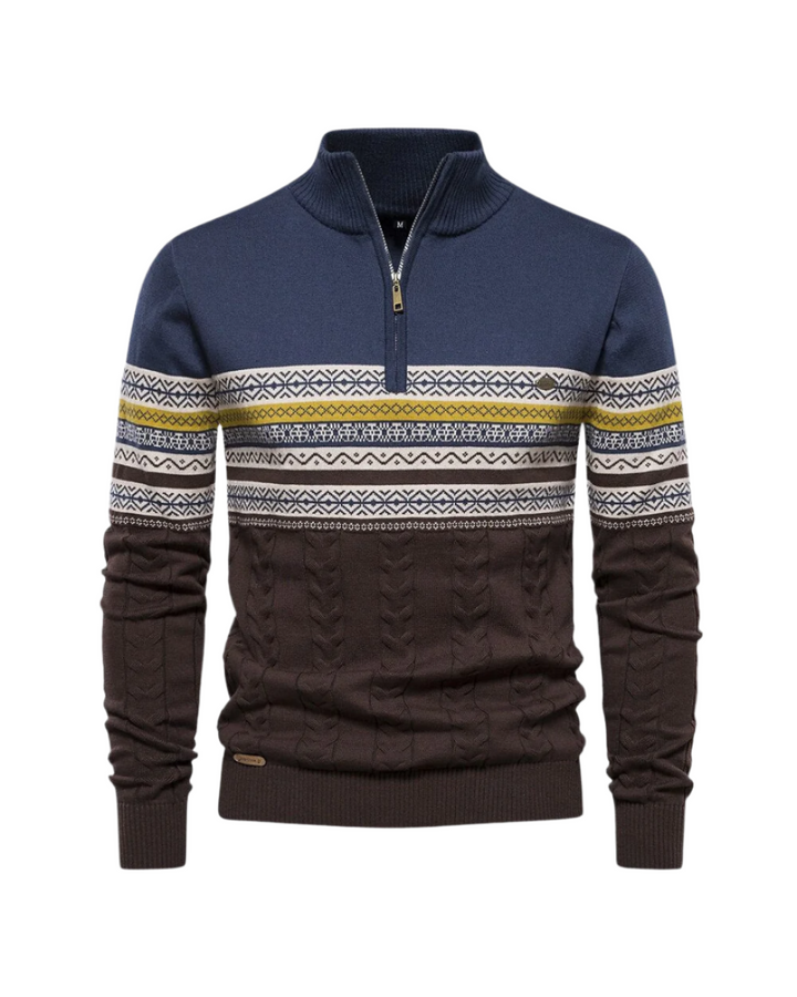 Patterned - Cotton Zip Sweater By Frederico