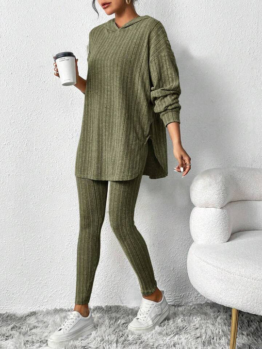 Autumn Striped Loose-Fit Hoodie | Long Sleeve Suit