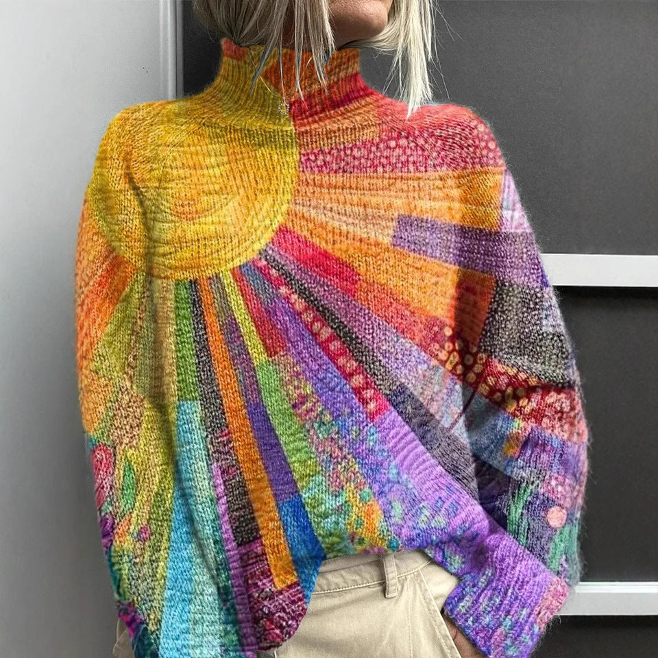 Delfina™ | Bright and Colorful Turtleneck Sweater