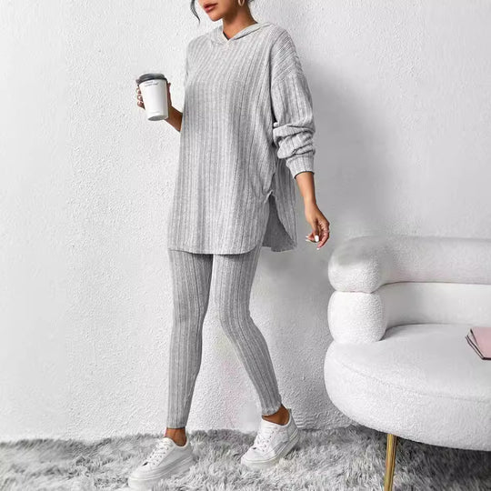 Autumn Striped Loose-Fit Hoodie | Long Sleeve Suit