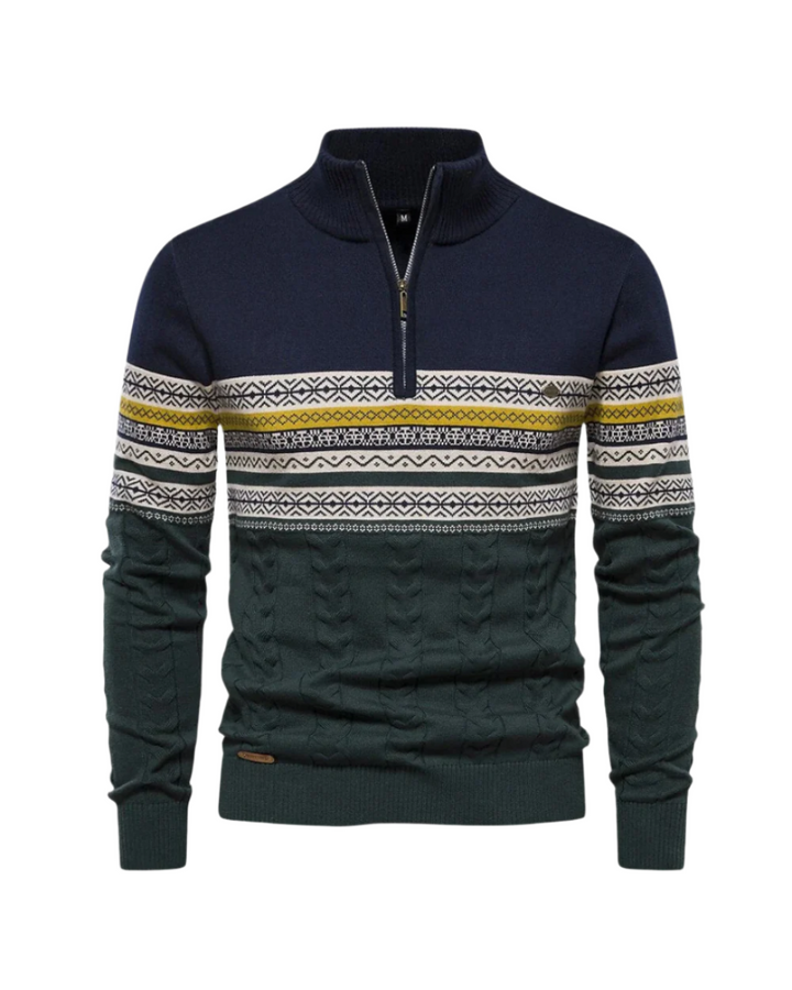 Patterned - Cotton Zip Sweater By Frederico