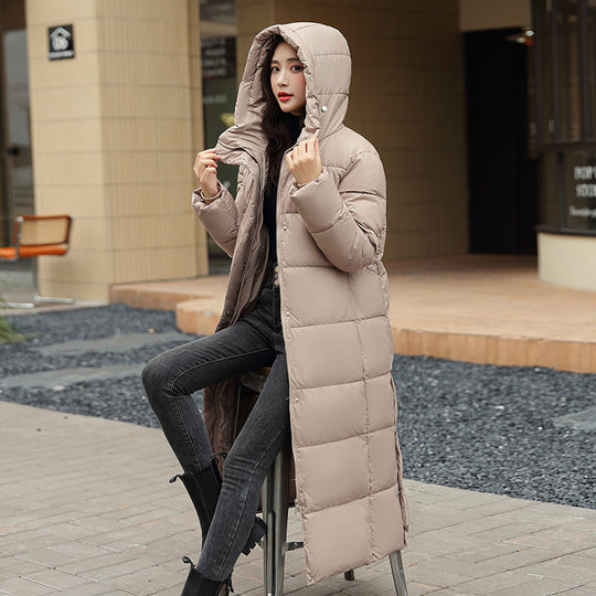 Stay Warm & Stylish with the Women’s Super Long Winter Puffer Coat